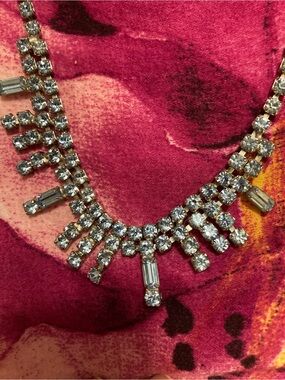 Crystal Fringe Statement Necklace in Clear/Silver